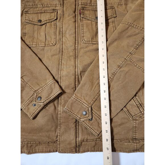Levi's Washed Cotton Hooded Military Jacket – Men's Size Large Brown - Picture 4 of 8